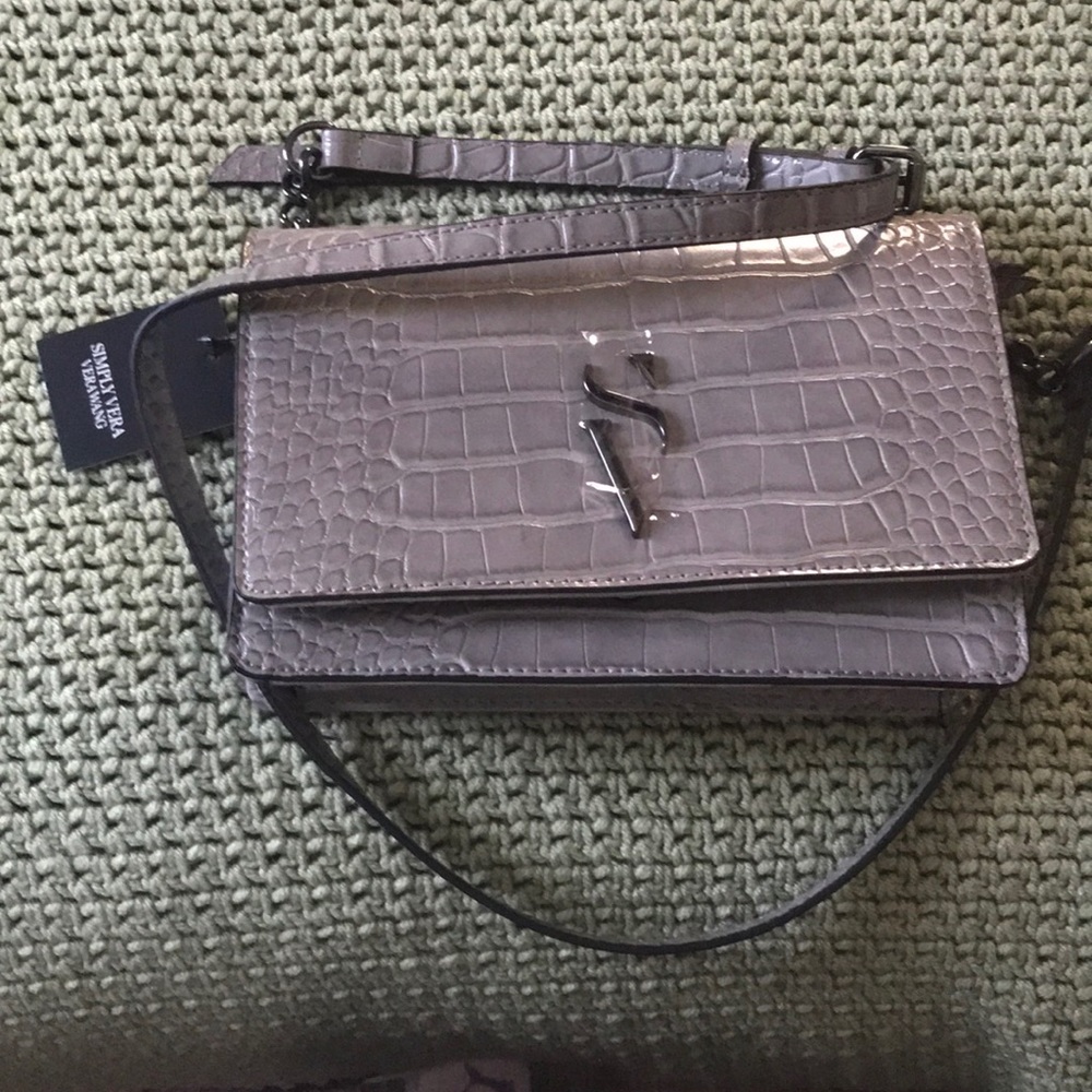 Simply Vera Wang Lena Crossbody Gray Croco Purse